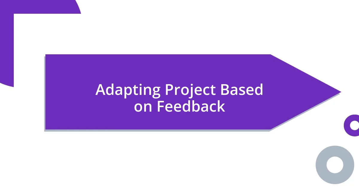 Adapting Project Based on Feedback